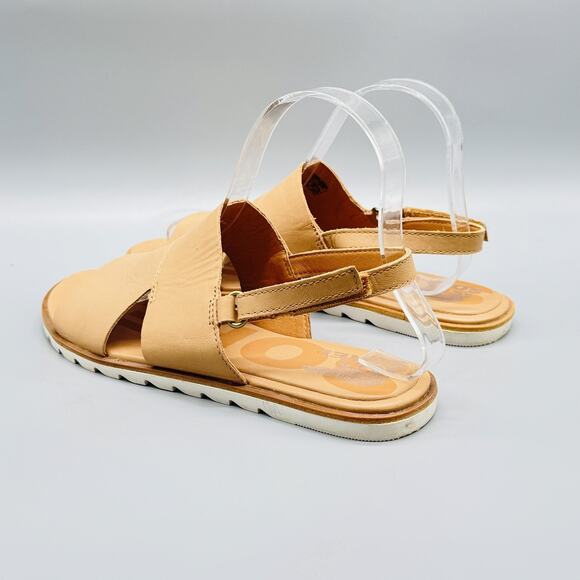 Sorel Sandals Womens 7.5 Brown Leather Slingback Ella II Flat Comfort Walking - Picture 6 of 13